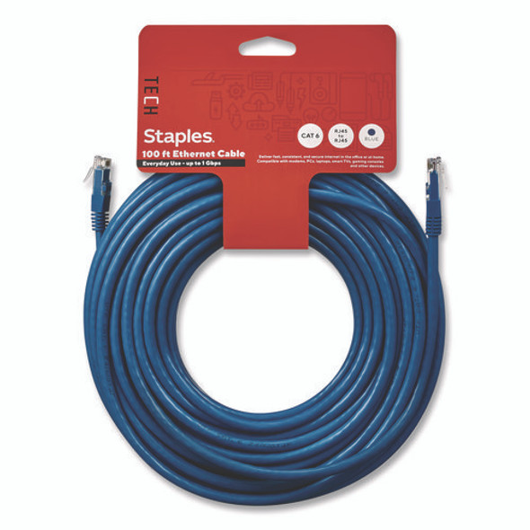 CAT6 Ethernet Cable, 100 ft, Blue