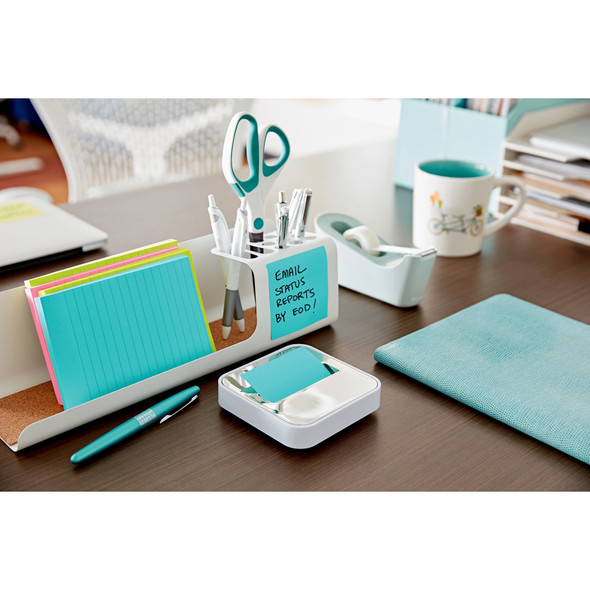 Note Dispenser for 3 in x 3 in Notes, White Base with Steel Top Note Dispenser for 3 in x 3 in Notes, White Base with Steel Top