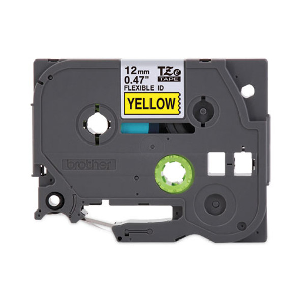 TZe Flexible Tape Cartridge for P-Touch Labelers, 0.47" x 26.2 ft, Black on Yellow