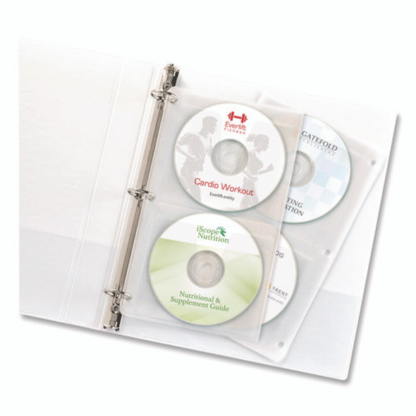 Two-Sided CD Organizer Sheets for Three-Ring Binder, 4 Disc Capacity, Clear, 5/Pack