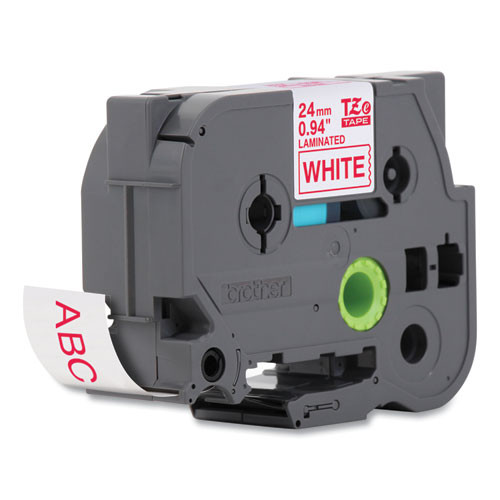 TZe Standard Adhesive Laminated Labeling Tape, 0.94" x 26.2 ft, Red on White