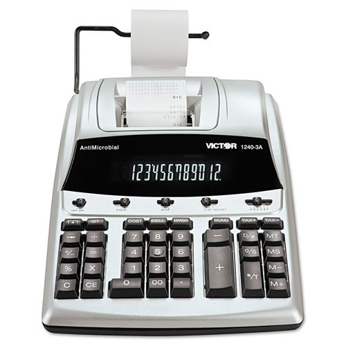 1240-3A Antimicrobial Printing Calculator, Black/Red Print, 4.5 Lines/Sec