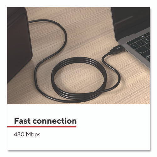 USB-A to USB-B 2.0 Cable, 6 ft, Black