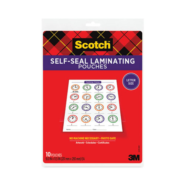 Self-Sealing Laminating Pouches, 9.5 mil, 9 x 11.5, Gloss Clear, 10/Pack