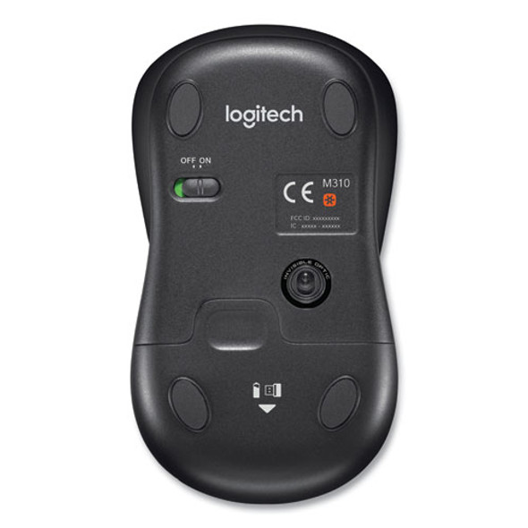 M310 Wireless Mouse, 2.4 GHz Frequency/30 ft Wireless Range, Left/Right Hand Use, Silver/Black