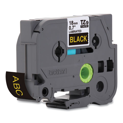 TZe Standard Adhesive Laminated Labeling Tape, 0.7" x 26.2 ft, Gold on Black