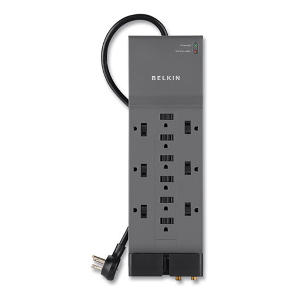 Professional Series SurgeMaster Surge Protector, 12 AC Outlets, 8 ft Cord, 3,780 J, Dark Gray