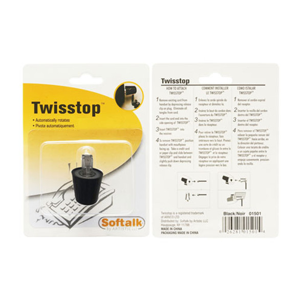 Twisstop Rotating Phone Cord Detangler, Black