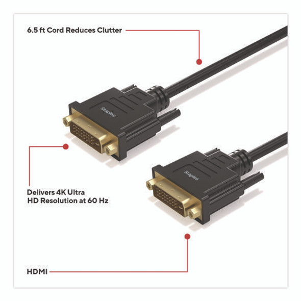 DVI-D to DVI-D Cable, 6.5 ft, Black DVI-D to DVI-D Cable, 6.5 ft, Black