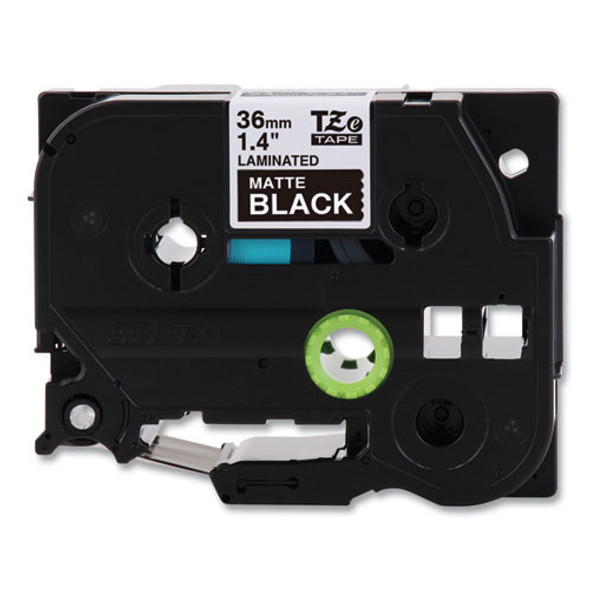 TZe Standard Adhesive Laminated Labeling Tape, 1.4" x 26.2 ft, White on Matte Black