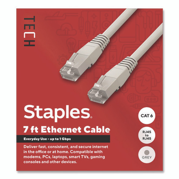 CAT6 Ethernet Cable, 7 ft, Gray