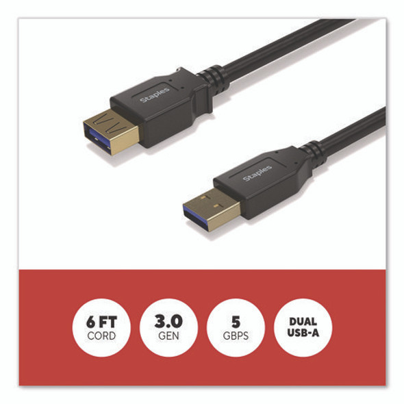 USB-A to USB-A 3.0 Cable, 6 ft, Black