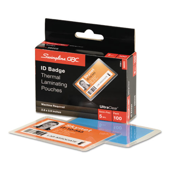 UltraClear Thermal Laminating Pouches, 5 mil, 3.88" x 2.63", Gloss Clear, 100/Box
