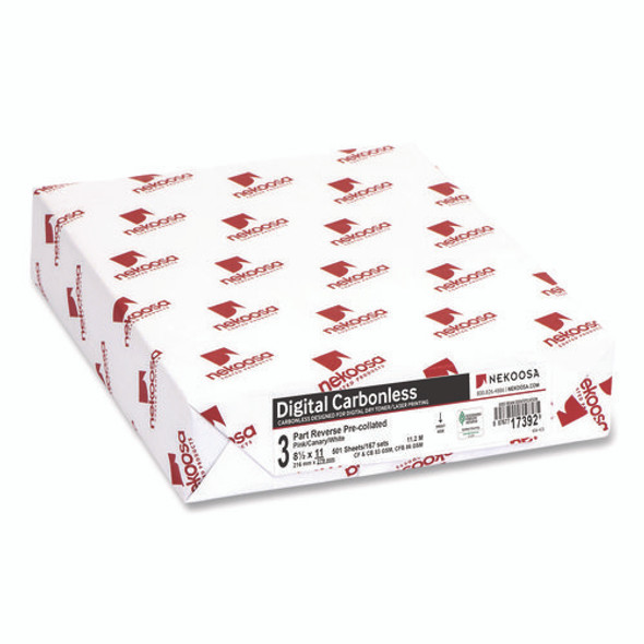 Fast Pack Carbonless 3-Part Paper, 8.5 x 11, Pink/Canary/White, 500 Sheets/Ream, 5 Reams/Carton