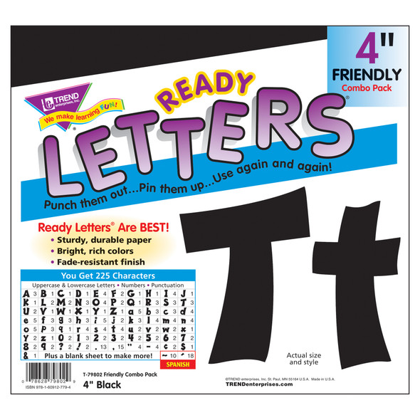 Black 4" Friendly Combo Ready Letters®, 3 Packs Black 4" Friendly Combo Ready Letters®, 3 Packs