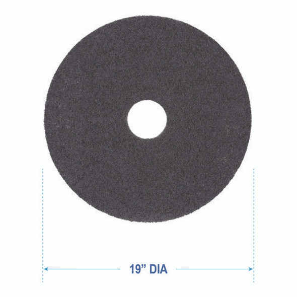 High Performance Stripping Floor Pads, 19" Diameter, Black, 5/Carton