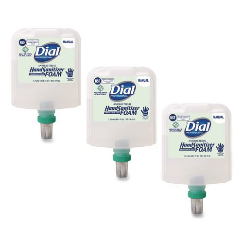 Antibacterial Foaming Hand Sanitizer Refill for Dial 1700 Dispenser, 1.2 L Refill, Fragrance-Free, 3/Carton
