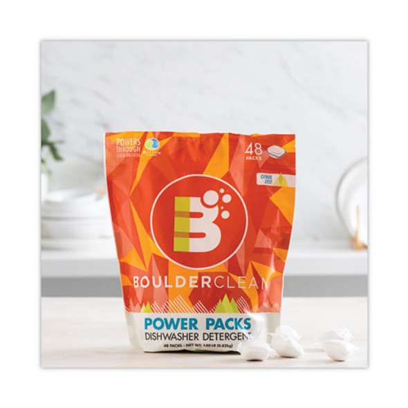 Dishwasher Detergent Power Packs, Citrus Zest, 48 Tab Pouch, 6/Carton Dishwasher Detergent Power Packs, Citrus Zest, 48 Tab Pouch, 6/Carton
