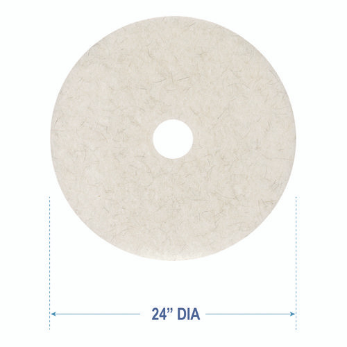 Natural Burnishing Floor Pads, 24" Diameter, White, 5/Carton