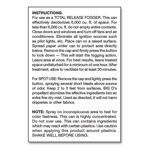 Odor Control Fogger, Mountain Air Scent, 5 oz Aerosol Spray, 12/Carton