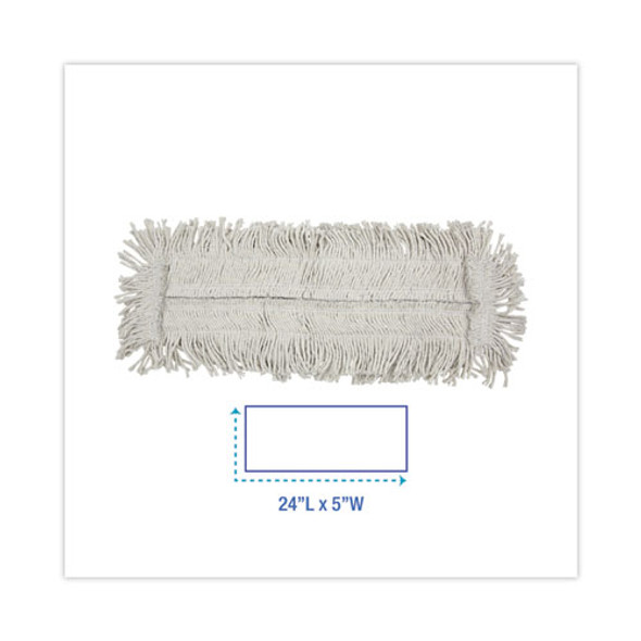 Disposable Cut End Dust Mop Head, Cotton/Synthetic, 24w x 5d, White