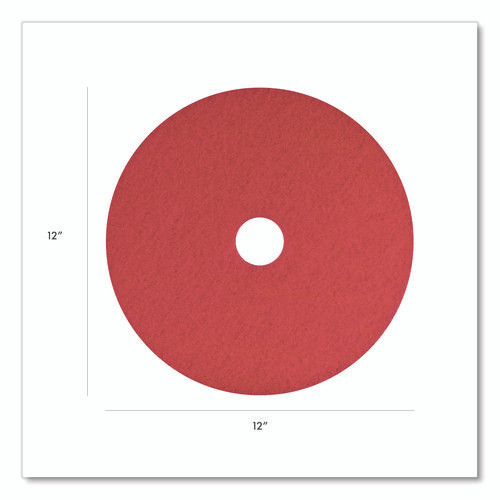 Buffing Pads, 12" Diameter, Red, 5/Carton