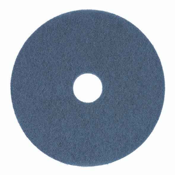 Scrubbing Floor Pads, 13" Diameter, Blue, 5/Carton
