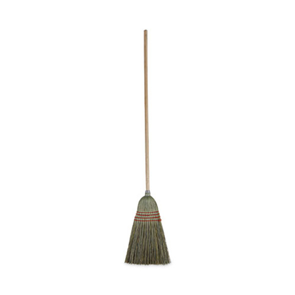 Mixed Fiber Maid Broom, Mixed Fiber Bristles, 55" Overall Length, Natural, 12/Carton