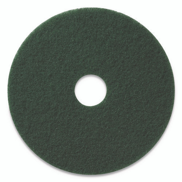 Scrubbing Pads, 14" Diameter, Green, 5/Carton