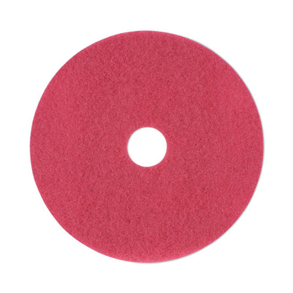 Buffing Floor Pads, 19" Diameter, Red, 5/Carton