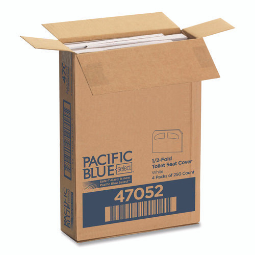 Safe-T-Gard Half-Fold Toilet Seat Covers, Half-Fold, 14.5 x 17.44, White, 250 Covers/Pack, 4 Packs/Carton