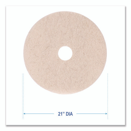 Natural Hog Hair Burnishing Floor Pads, 21" Diameter, Tan, 5/Carton