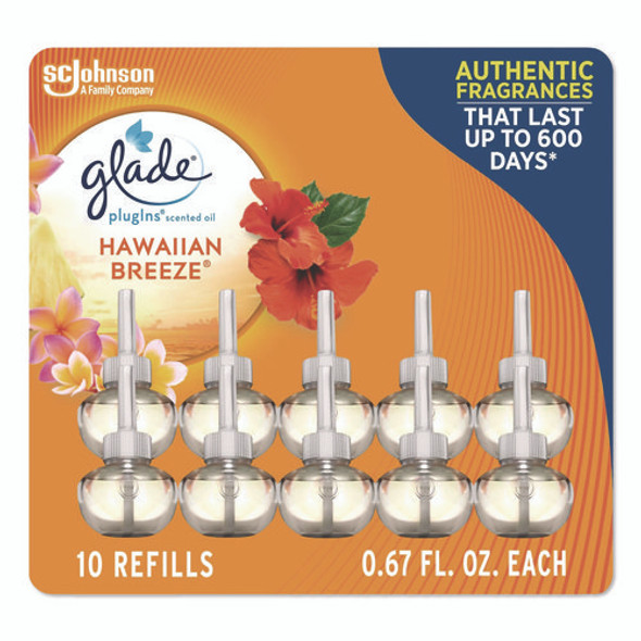 Plugin Scented Oil Refill, Hawaiian Breeze, 0.67 oz, 10/Pack