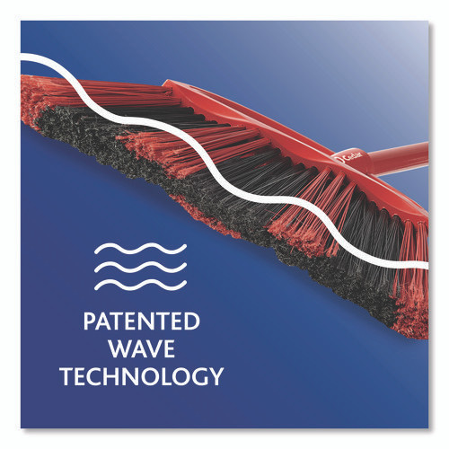 One Sweep Broom with Dustpan, 53.88" Handle, Red/Black/Gray