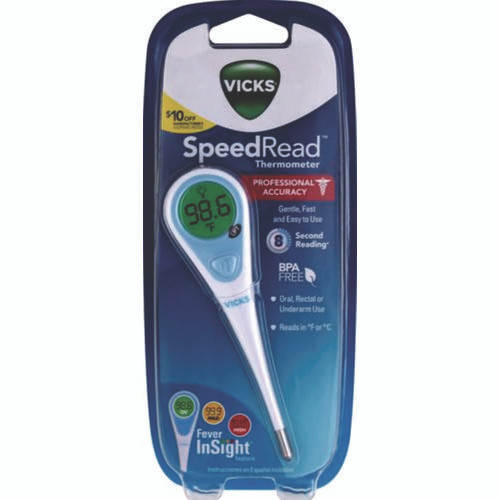 SpeedRead Digital Thermometer with Fever InSight, White/Blue