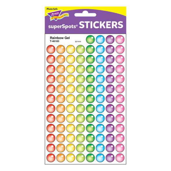 Rainbow Gel superSpots® Stickers, 800 Per Pack, 6 Packs Rainbow Gel superSpots® Stickers, 800 Per Pack, 6 Packs