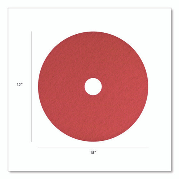 Buffing Pads, 15" Diameter, Red, 5/Carton