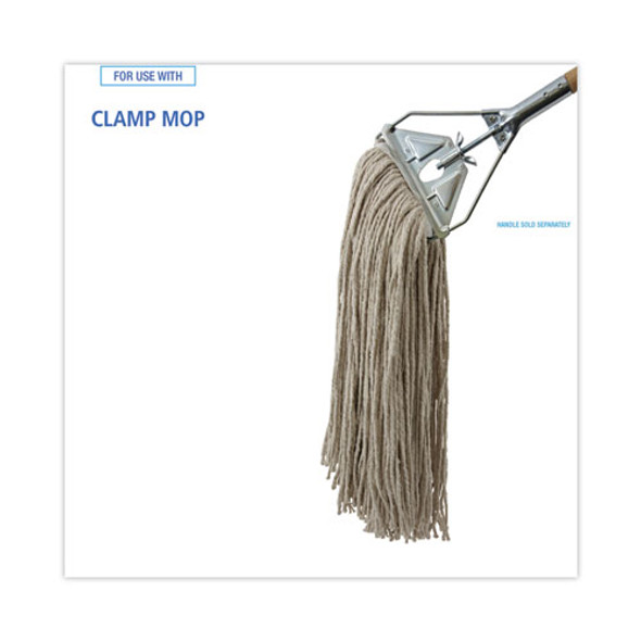Mop Head, Economical Lie-Flat Head, Cotton Fiber, 32oz, White, 12/Carton