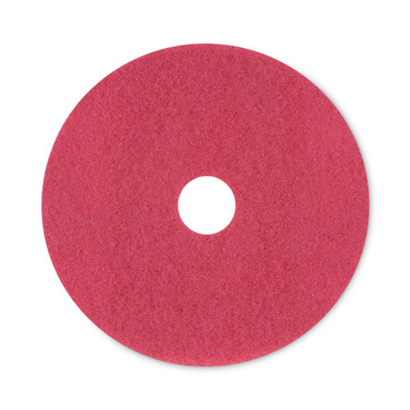 Buffing Floor Pads, 20" Diameter, Red, 5/Carton