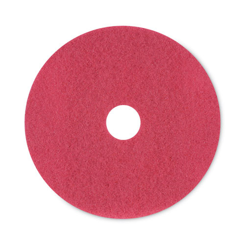 Buffing Floor Pads, 20" Diameter, Red, 5/Carton