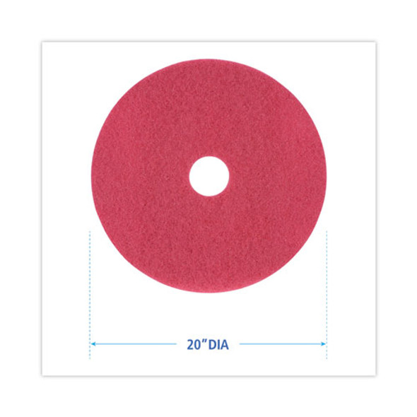 Buffing Floor Pads, 20" Diameter, Red, 5/Carton