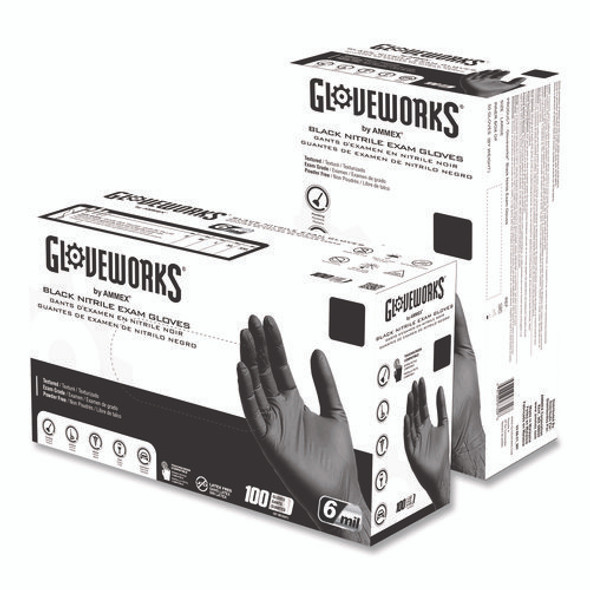 Nitrile Exam Gloves, 2X-Large, Black, 100/Box