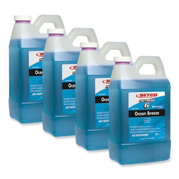 BestScent Ocean Breeze Deodorizer, Ocean Breeze Scent, 67.6 oz FastDraw Bottle, 4/Carton