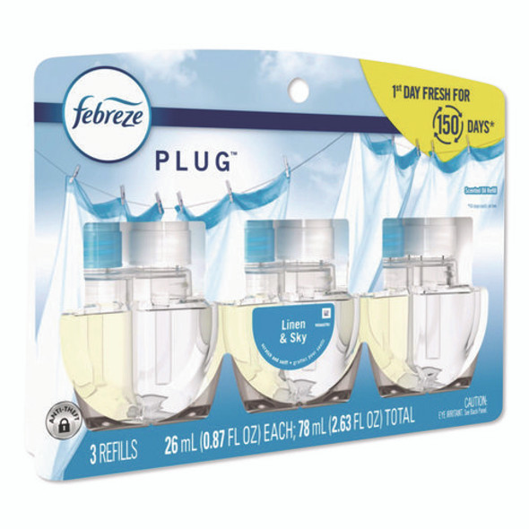 PLUG Air Freshener Refills, Linen and Sky, 2.63 oz, 3/Pack, 6 Packs/Carton