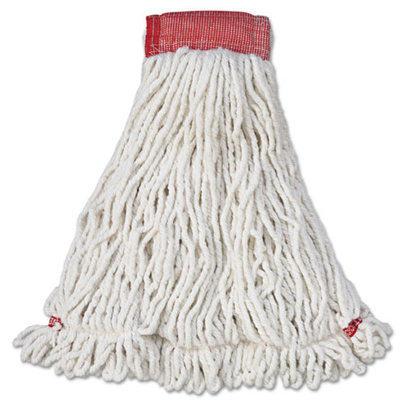 Web Foot Wet Mop Head, Shrinkless, Cotton/Synthetic, White, Large, 6/Carton