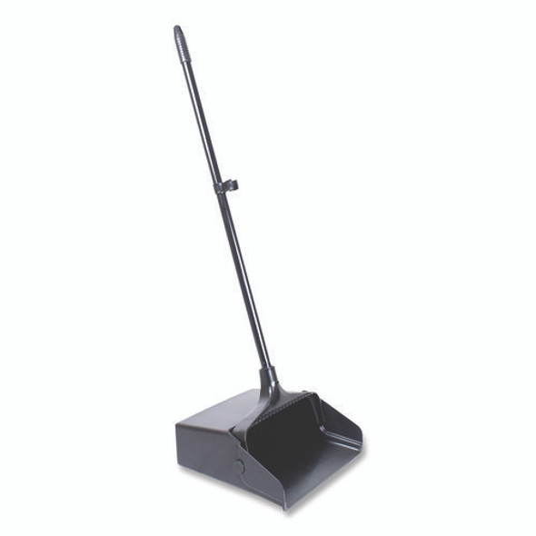 Lobby Dust Pan, 11.75 x 37, 34" Handle, Plastic/Aluminum, Black