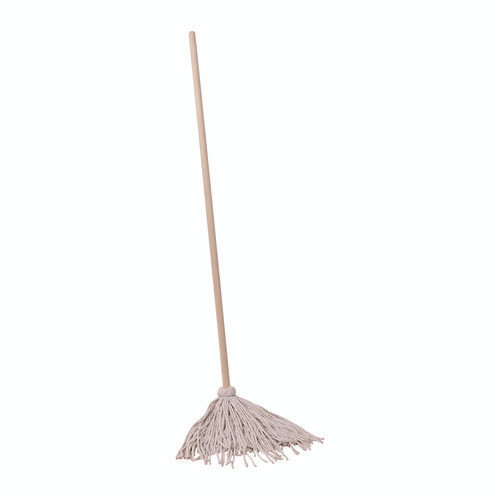 Handle/Deck Mops, #20 White Cotton Head, 54" Natural Wood Handle