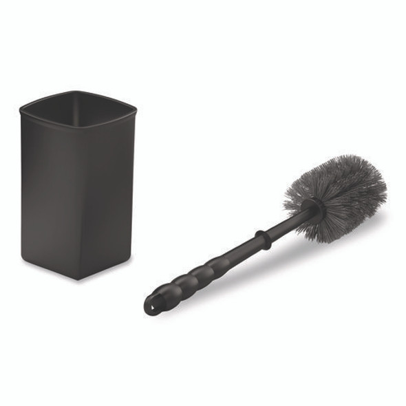 Toilet Brush Caddy Kit, 8" Handle, Black