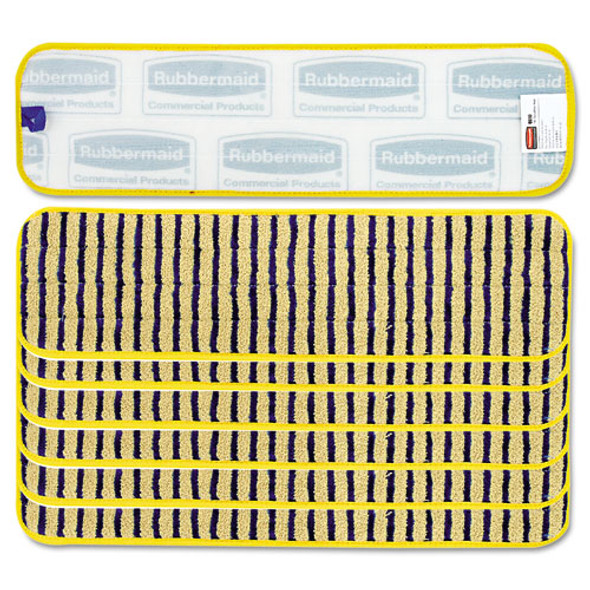 Microfiber Scrubber Pad, Vertical Polyprolene Stripes, 18", Yellow, 6/Carton