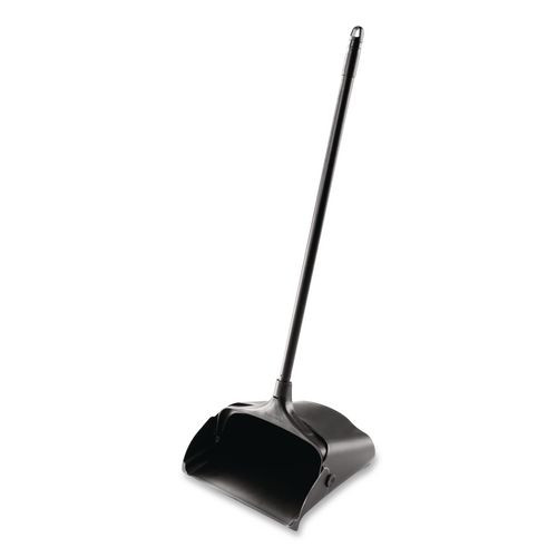 Lobby Pro Upright Dustpan with Wheels, 12.5w x 37h, Polypropylene with Vinyl Coat, Black